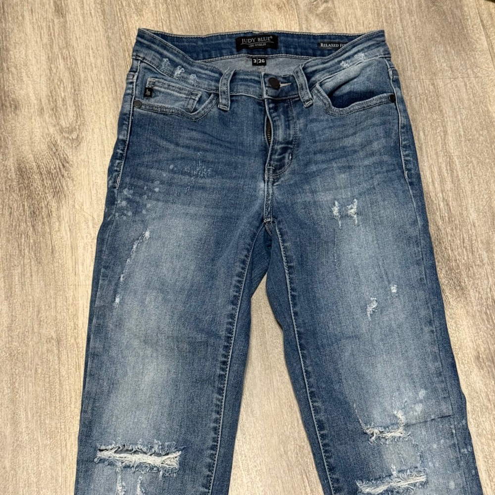 Judy Blue Jeans Relaxed‎ Fit Size 3/26 Distressed Ripped Denim - Picture 4 of 5